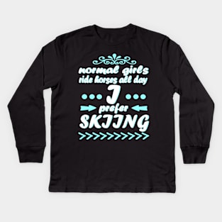 Ski skiing Apres funny alpine saying Kids Long Sleeve T-Shirt